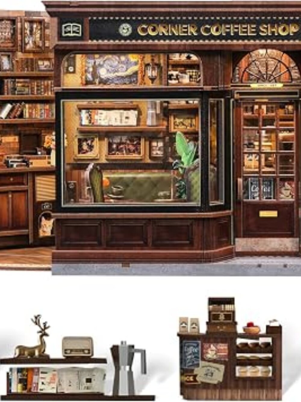 CUTEBEE Corner Coffee Shop Miniature Kit